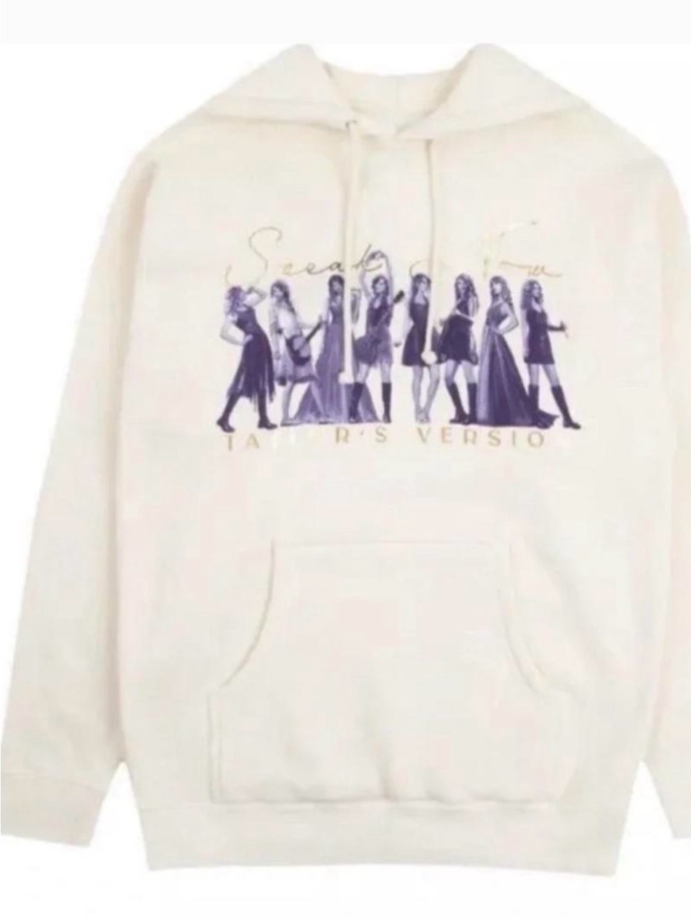 Taylor Cream Graphic Hoodie with Navy Figure Print